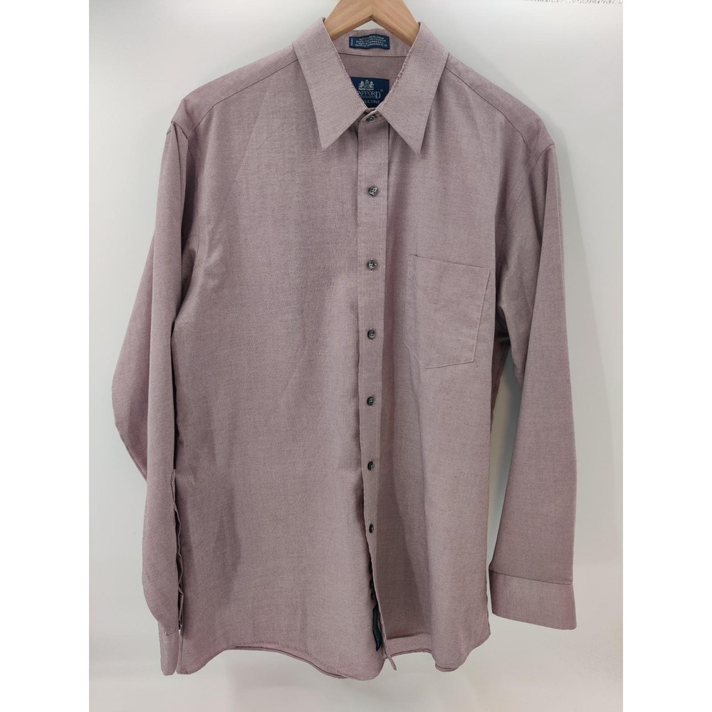 Stafford Wrinkle Free Button Down Shirt Men's 16.5‎ 34/35 Red Textured